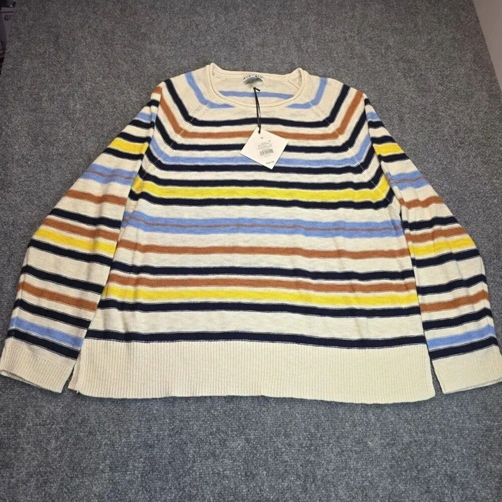 Women’s Multicolor Striped Knit Pullover Sweater Size 1X